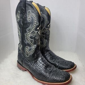 Ferrini Western Boots Mens Cowboy Caiman Gator Print Black 40393-04 Size 9D